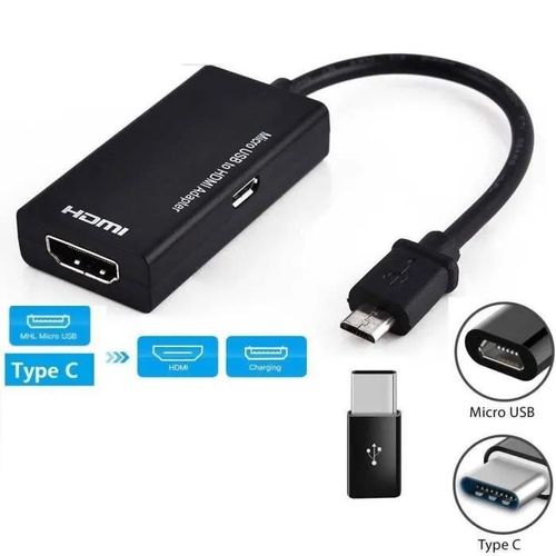Type C Micro USB mâle vers HDMI femelle Câble adaptateur pour Téléphone Tablette TV