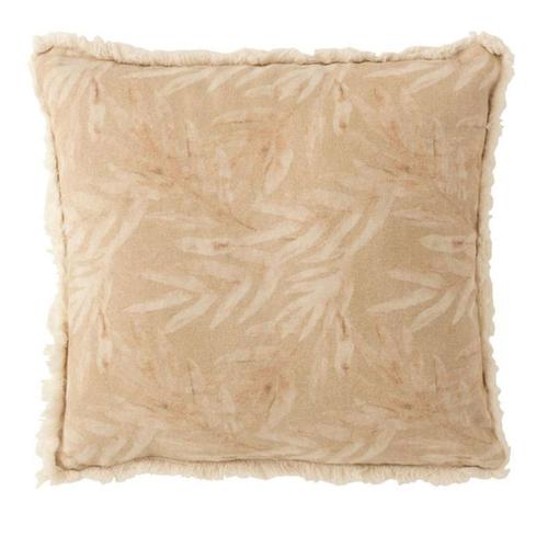 Paris Prix - Coussin Déco "Plante" 45x45cm Naturel