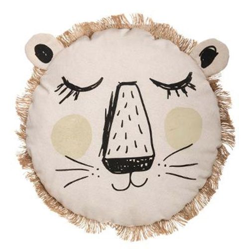 Coussin Déco "Lion Franges" 44cm Naturel