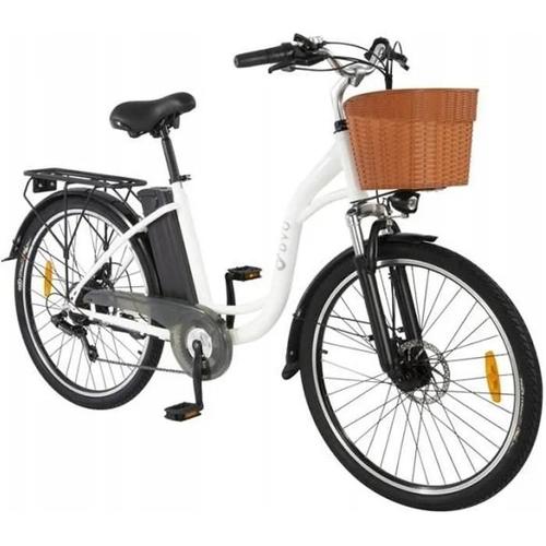 Vélo Électrique Pour Femmes - Dyu C6 - Roues 26" - Moteur 350w - Batterie 36v 12.5ah - Shimano 7 Speed - 70km D'autonomie - Blanc