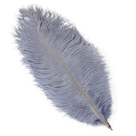 Plumes D'autruche Blanches De 15 À 60cm,Centres De Table,Accessoires De Ixde Mariage,Artisanat Décoratif,,10 Pièces - Type Grey-55-60cm