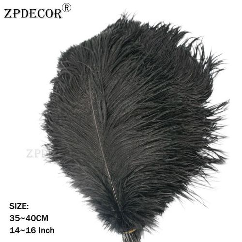 Plumes D'autruche Standard De Sale14-16 Pouce 35-40cm Pour La Direction D'artisanat De Bijoux - Type Black-20 Pieces