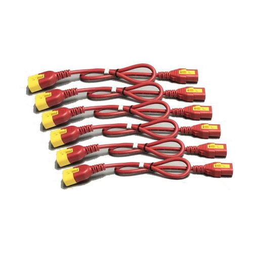 APC - Câble d'alimentation - power IEC 60320 C13 verrouillage pour IEC 60320 C14 verrouillage - 60 cm - rouge (pack de 6) - pour P/N: SCL500RMI1UC, SCL500RMI1UNC, SMT3000I-AR, SMT3000R2I-AR...