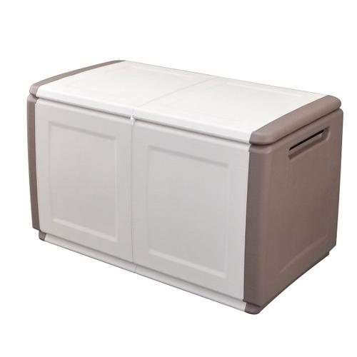 Coffre De Rangement Exterieur 230l Malle De Jardin Beige/Taupe 96 X 53 X H57cm Poignees De Transport Intec