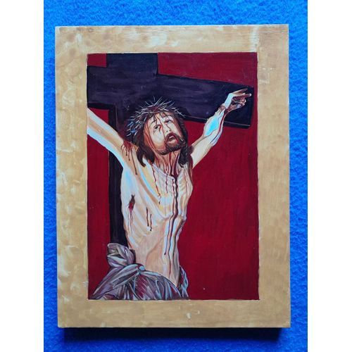 Icône Christ En Croix  27 X 35