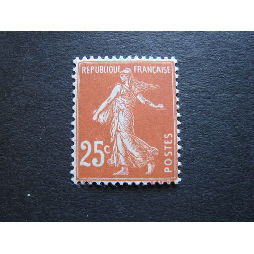 Timbre-Poste France Neuf ** N° 235 - Semeuse Fond Plein 25 C. Jaune-Brun - Années 1927-31