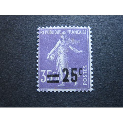 Timbre-Poste France Neuf ** N° 218 - Semeuse Fond Plein 25 C. Sur 35 C. Violet - Années 1926-27