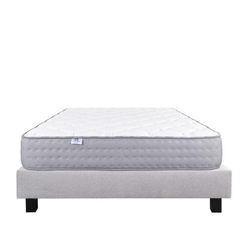 Ensemble Matelas Zen (20 Cm) Et Sommier (20cm) En Bois Massif, Mousses Haute Densité, Ferme, Face Été/Hiver - Gris, 90x190cm