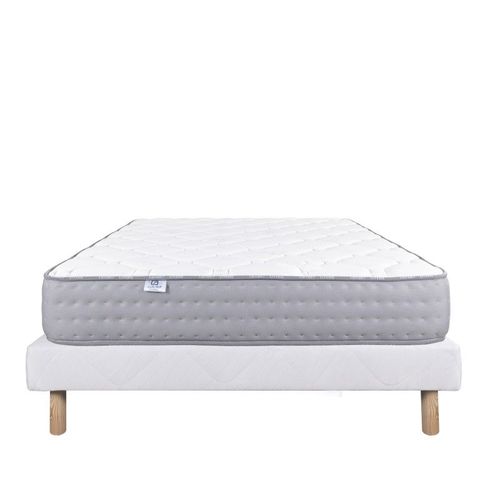 Ensemble Matelas Zen (20 Cm) Et Sommier (13cm), Mousses Haute Densité, Ferme, Face Été/Hiver - Blanc, 140x190cm