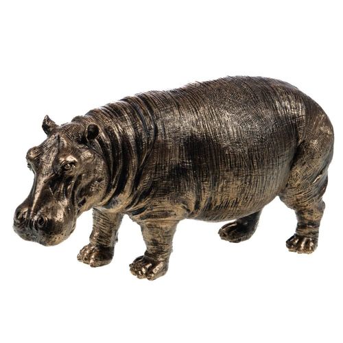 Hippopotame debout patine doré