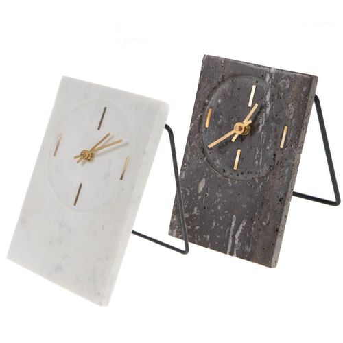 Set de 2 horloges en mabre blanc et noir