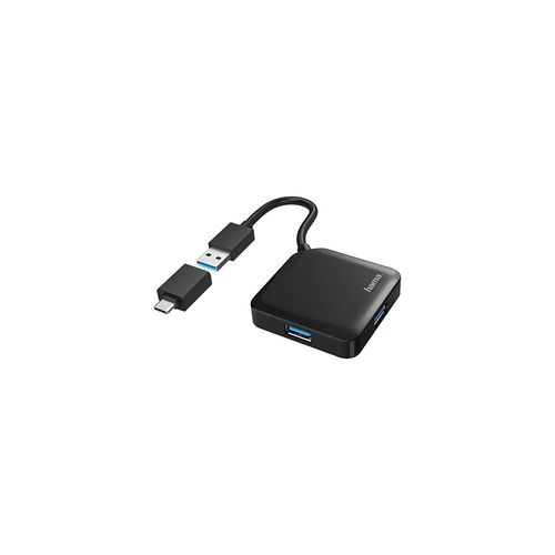 Hub USB, 4 ports, USB 3.2 Gen1, 5 Gbit/s, avec adaptateur USB-C