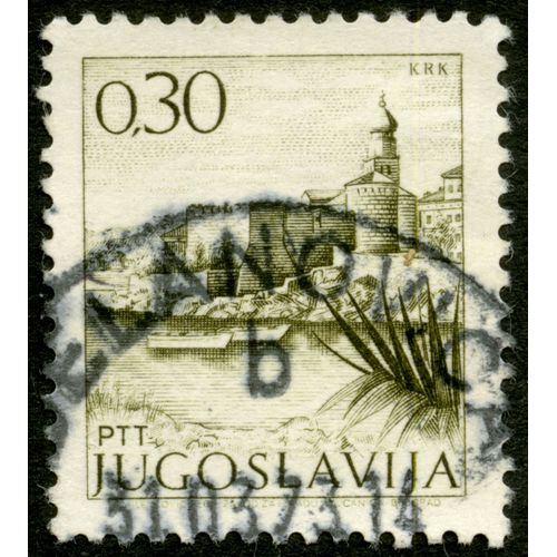 Timbre Oblitéré Jugoslavija, Ptt, Krk, 0.30