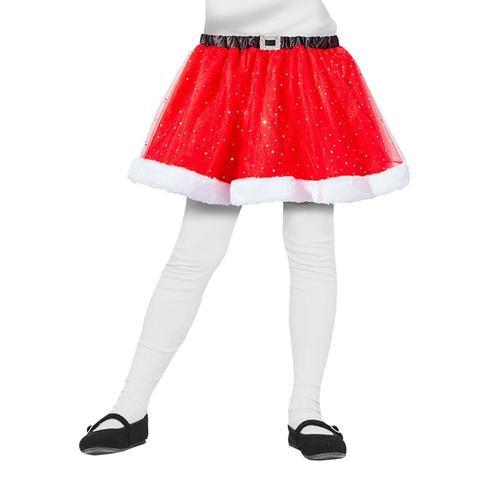 Tutu Mère Noël Tulle Paillettes Or Élastique Fille