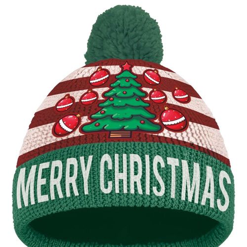 Bonnet Noël Effet Laine Sapin Boules Adulte