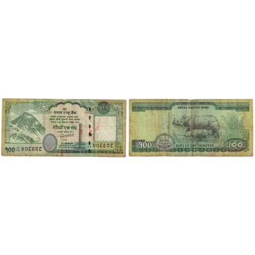 Népal 2019 Billet De Banque Banknote 100 Rupees One Hundred 100 Rs Roupie Rhinocéros Montagne