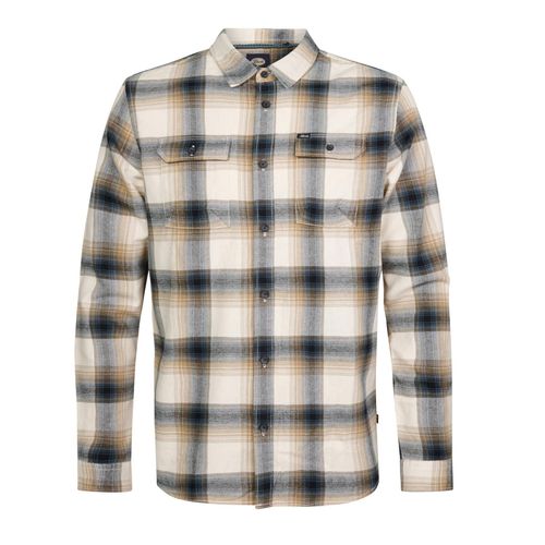 Chemise Manches Longues Petrol Industries Men Shirt Long Sleeve Check Beige