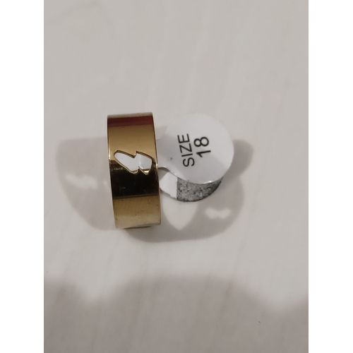 Bague En Acier Inoxydable,Metal Doré,Gravure Eclair,Taille 18