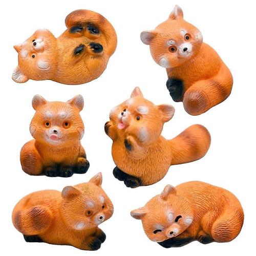 Miniature Petites Figurines 1 Pouce Dessin Animé Mini Panda Roux Figures Ensemble Mignon Résine Animal Cake Toppers