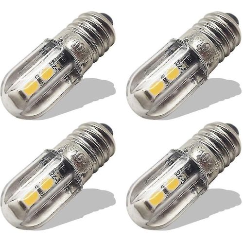Ampoule Led E10 220v 230v Ac Voyant Led À Économie D¿Énergie 8mm Base À Vis 3030 Ampoule De Mise À Niveau Des Chipsets Led 4smd, Blanc Chaud (Pack De 4)-Hao -Qh