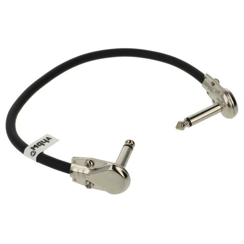 vhbw Câble patch pour guitare 30cm câble jack pour pédale d'effets - câble jack avec prise 6,35mm, coudé, plat, noir / argenté