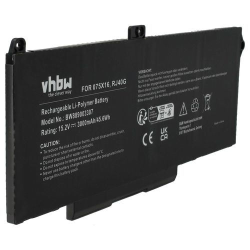 vhbw Batterie compatible avec Dell Latitude 15 5520 FPKNM, 15 5520 39V1H, 15 5520 ordinateur portable (3000mAh, 15,2V, Li-ion)