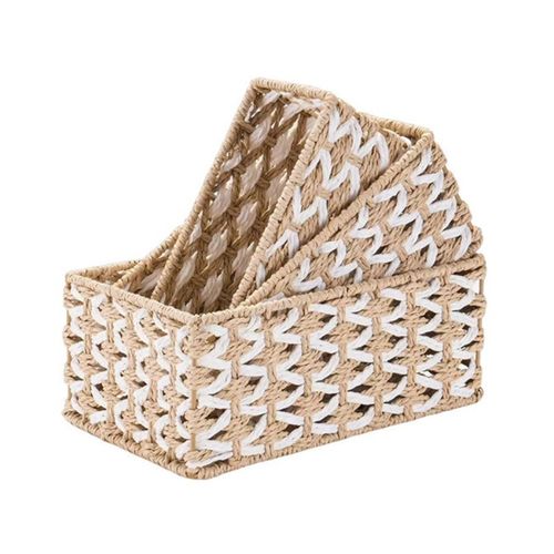 Lot De 3 Panier De Rangement Panier En Corde De Papier Tissé Recyclable Salle De Bain Table À Langer Organisateur Panier Chambre D'enfant Boîte(B)