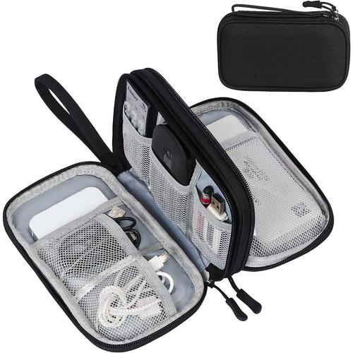 Sac de rangement électronique, sac de rangement pour cable de voyage, valise d'accessoires électroniques, sac de rangement intégré portable étanche à double couche