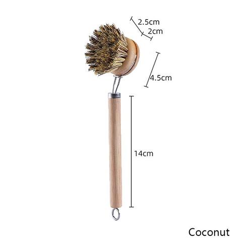 Brosse à vaisselle de résubdivision avec long manche en bois,brosse pour livres ménagers,choses utiles pour la cuisine,outil de livres - Type Coconut