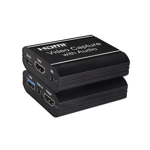 Carte d'acquisition graphique 4K HDMI vers USB 2.0, boîtier d'enregistrement vidéo en Streaming en direct, micro entrée/sortie Audio, pour jeu sur PC