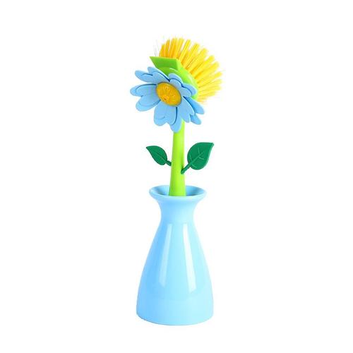 Brosse de lavage de pot en forme de vase,fournitures de cuisine,outil de livres,manche long,vaisselle,foyer d'évier - Type Bleu