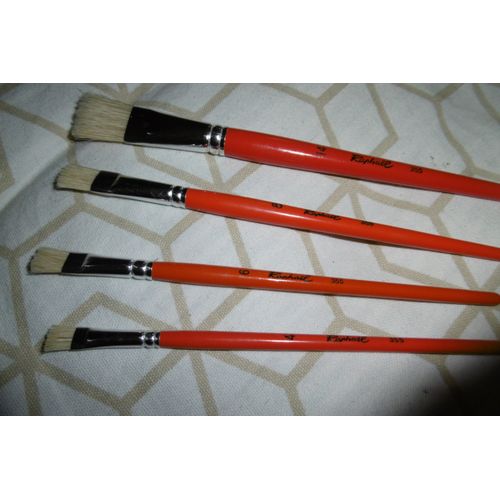 Pinceaux Brosses Plates Soie Porc Raphael N° 4/6/8/14 Lot De 4