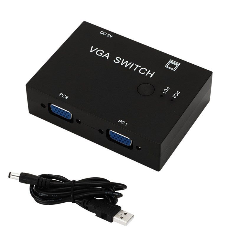 Boîtier de commutation VGA 2 en 1, 2 sorties, 2 ports, pour Consoles, décodeur, 2 hôtes, 1 affichage, projecteur pour ordinateur portable