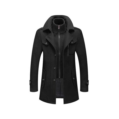 Manteau D'hiver En Laine Pour Homme, Manteau Court D'hiver En Laine, Manteau En Laine Mi-Long, Veste Courte Amovible À Double Col, Veste D'hiver Courte Pour Les Affaires, Les Loisirs En Plein Air, Veste Slim Fit