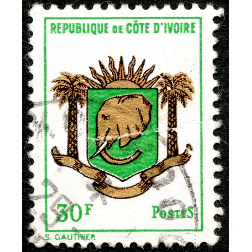 Timbre Oblitéré République De Côte D'ivoire, 30 F, Postes
