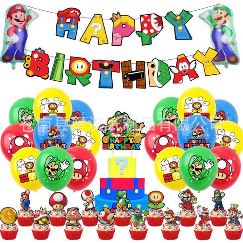 Balloons de fete,D'aluminium Ballons,Ballon Anniversaire Decoration de Fete Anniversaire-Lot 2 : drapeau a tirer + bouchon a gâteau + 20 ballons + 2 ballons en film d'aluminium.