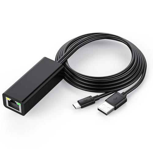 Adaptateur Ethernet TV 4K Stick USB-C à RJ45 LAN, adaptateur réseau avec câble d'alimentation USB 2.0 pour l'alimentation