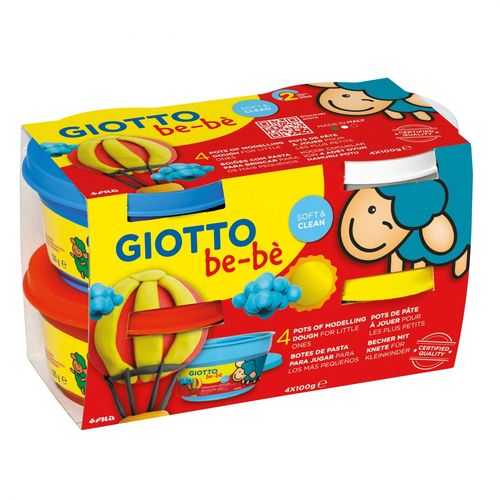 Giotto Giotto Be-Bè - Boite Pâte À Jouer 4 X 100 G (Rouge, Jaune, Cyan, Blanc)