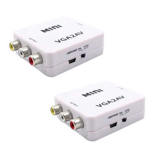 Mini convertisseur 2X VGA à AV, adaptateur Scaler, prise en charge de 1080P VGA2AV, convertisseur PC vers TV HD, ordinateur vers TV