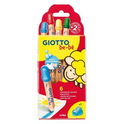 Giotto Giotto Be-Bè - Etui-Coffret 6 Maxi Crayons + 1 Taille-Crayon