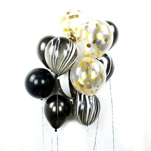 Balloons de fete,D'aluminium Ballons,Ballon Anniversaire Decoration de Fete Anniversaire-15 pieces (5 pieces chacune)/ensemble (BLK BLKMN GD CF)