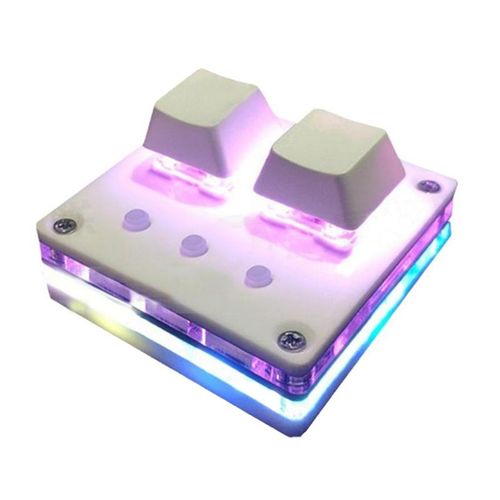 Mini clavier de jeu à 2 touches, Macro de programmation, avec interrupteur bleu