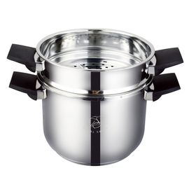 Royal Swiss - Cocotte + Couscoussier 2 En 1 - 4 Litres - Ø 22cm - Inox - Induction - Fermeture Automatique - Cuiseur Vapeur