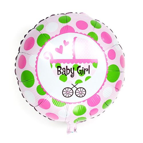 Balloons de fete,D'aluminium Ballons,Ballon Anniversaire Decoration de Fete Anniversaire-Poussette fille a pois 18 pouces