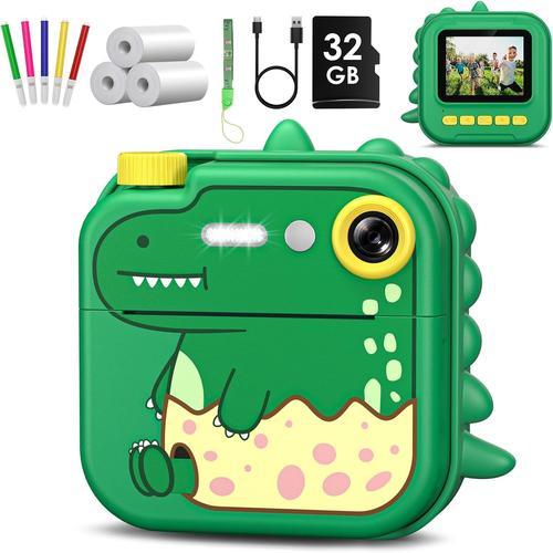 Appareil Photo Enfant Instantanée, 2,4 Pouces Appareil Photo Instantané Enfant Avec 32gb Carte, Appareil Photo Numérique Pour Enfant 1080p Caméra Vidéo Pour 3-12 Ans Filles & Garçons Cadeau