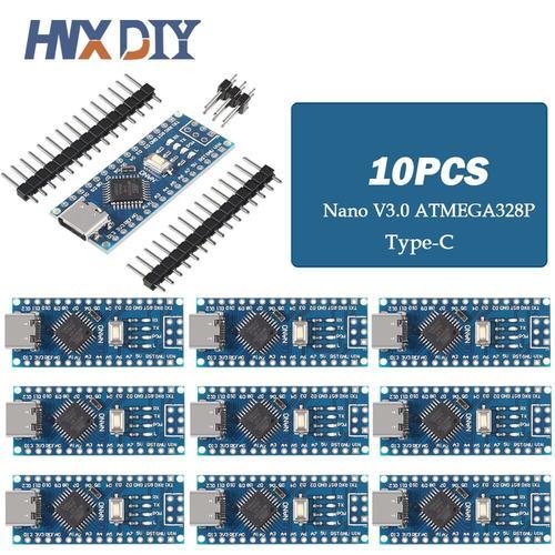 Mini carte contrôleur USB pour Ardu37Type-C,ATmega328P,3.0 P,NANO V3.0,CH340,Characterial 328,CH340G,1-10 pièces - Type 10pcs-Type-c