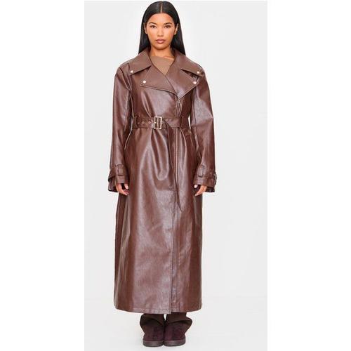 Trench En Pu Marron À Ceinture, L