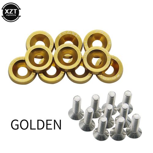 Kit De Billette De Rondelle De Pare-Chocs En Aluminium Pour Voiture,Style De Voiture,2,2 Jdm Rouge,Plaque De Planificateur,Baie De Moteur,Vis De Robe,6x20mm,10 Pièces - Type Gold