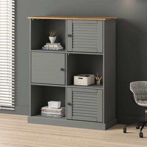 Vidaxl Bibliothèque Vigo Gris 90x35x114,5 Cm Bois Massif De Pin