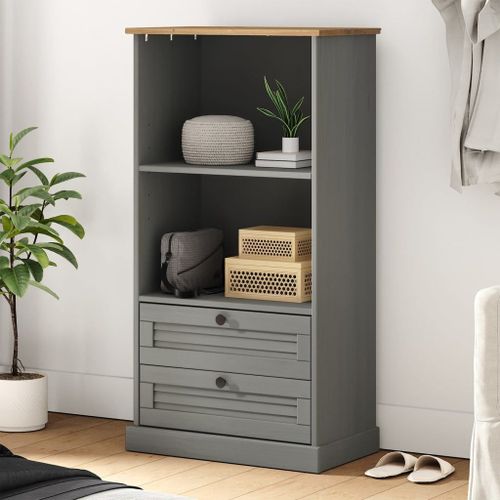 Vidaxl Bibliothèque Vigo Gris 60x35x114,5 Cm Bois Massif De Pin